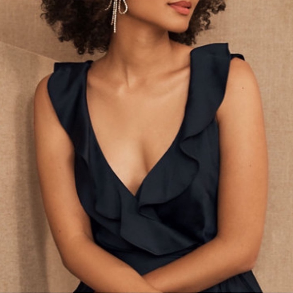 BHLDN Navy Ruffle Dress